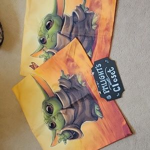Star Wars Set of 2 Mandalorian Grogu Pillow Covers Orange Green Yellow Brown